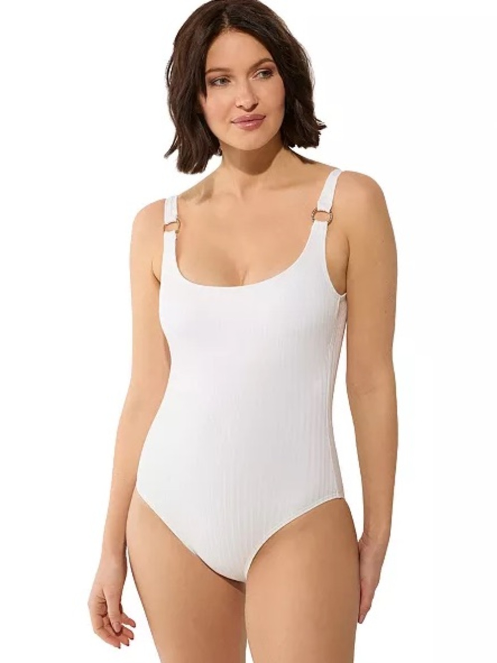 Michael Kors White Textured One Piece Swimsuit Sz 8